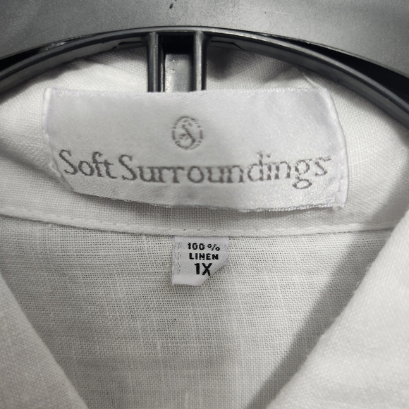 Soft surroundings women's button-up tunic top size 1X white 100% linen n… - Picture 8 of 8